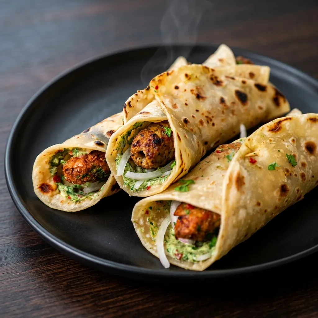 Karachi-style chicken kabab paratha roll at Karachi Bites in NE Calgary